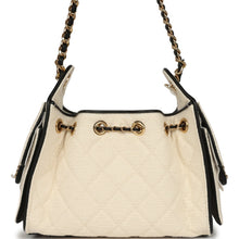 Load image into Gallery viewer, Chanel Mini 25 Hobo Bag Ecru Canvas and Black Calfskin Gold Hardware