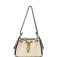 Load image into Gallery viewer, Chanel Mini 25 Hobo Bag Ecru Canvas and Black Calfskin Gold Hardware