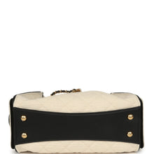 Load image into Gallery viewer, Chanel Mini 25 Hobo Bag Ecru Canvas and Black Calfskin Gold Hardware