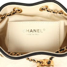 Load image into Gallery viewer, Chanel Mini 25 Hobo Bag Ecru Canvas and Black Calfskin Gold Hardware
