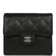 Load image into Gallery viewer, Chanel Small Classic Flap Wallet Black Shiny Caviar Silver Hardware