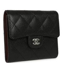 Load image into Gallery viewer, Chanel Small Classic Flap Wallet Black Shiny Caviar Silver Hardware