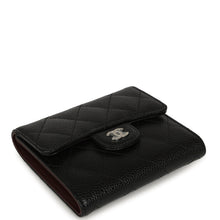 Load image into Gallery viewer, Chanel Small Classic Flap Wallet Black Shiny Caviar Silver Hardware