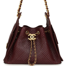 Load image into Gallery viewer, Chanel Mini 25 Hobo Bag Dark Burgundy Perforated Calfskin Antique Gold Hardware