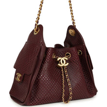 Load image into Gallery viewer, Chanel Mini 25 Hobo Bag Dark Burgundy Perforated Calfskin Antique Gold Hardware