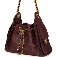 Load image into Gallery viewer, Chanel Mini 25 Hobo Bag Dark Burgundy Perforated Calfskin Antique Gold Hardware