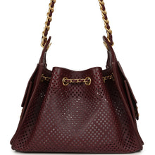 Load image into Gallery viewer, Chanel Mini 25 Hobo Bag Dark Burgundy Perforated Calfskin Antique Gold Hardware