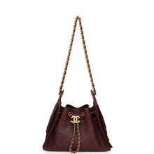 Load image into Gallery viewer, Chanel Mini 25 Hobo Bag Dark Burgundy Perforated Calfskin Antique Gold Hardware