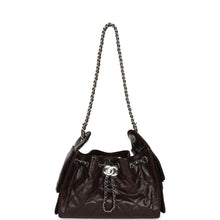 Load image into Gallery viewer, Chanel Mini 25 Hobo Bag Dark Brown Shiny Crumpled Calfskin Silver Hardware