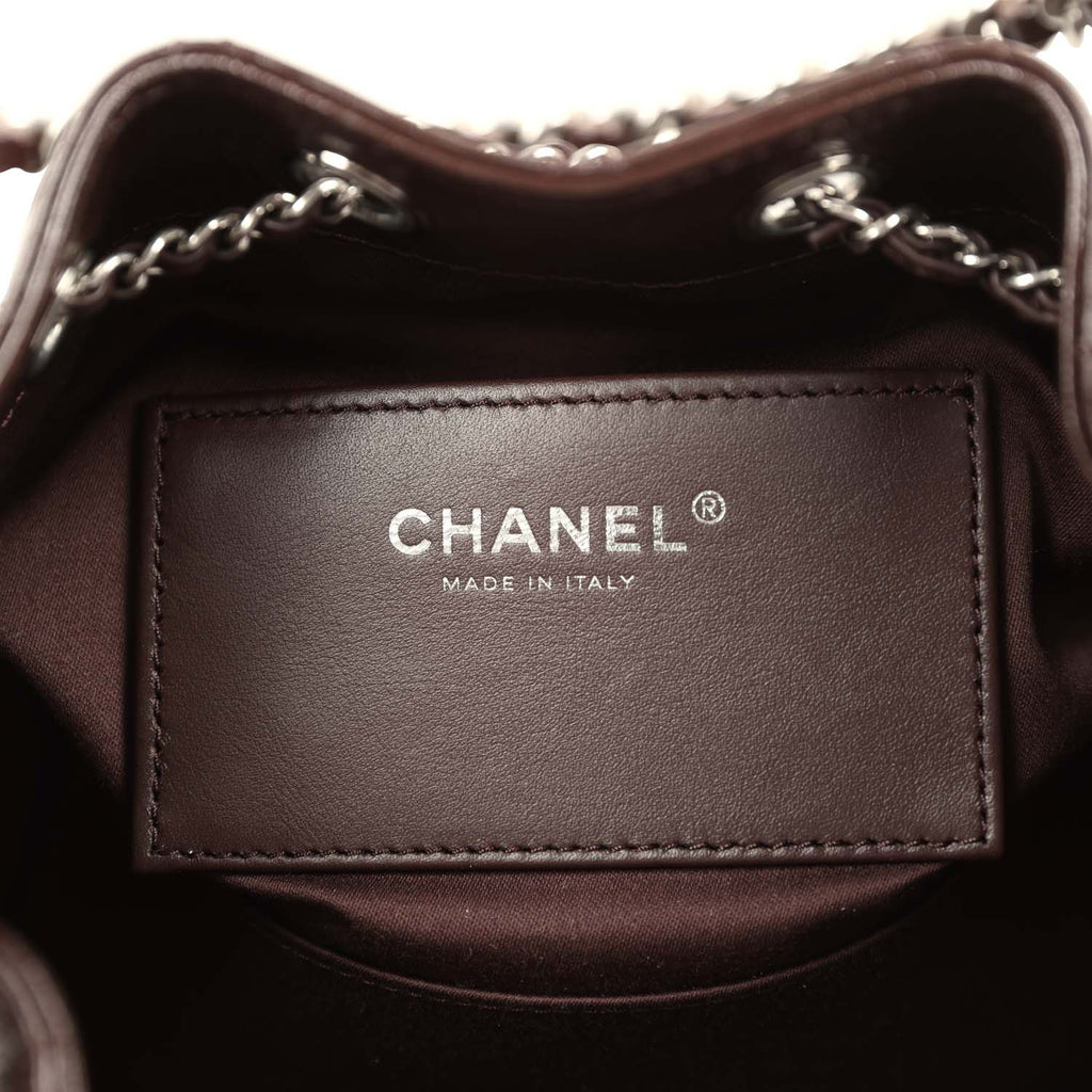 Chanel Mini 25 Hobo Bag Dark Brown Shiny Crumpled Calfskin Silver Hardware