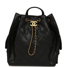 Load image into Gallery viewer, Pre-owned Chanel Small 25 Hobo Backpack Black Caviar Antique Gold Hardware