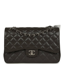 Load image into Gallery viewer, Chanel Jumbo Classic Double Flap Bag Dark Grey Caviar Silver Hardware