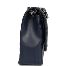 Load image into Gallery viewer, Chanel Maxi Classic Chevron Double Flap Bag Dark Blue Caviar Silver Hardware