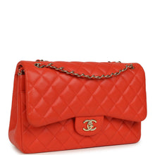 Load image into Gallery viewer, Pre-owned Chanel Jumbo Classic Double Flap Bag Dark Orange Shiny Caviar Light Gold Hardware