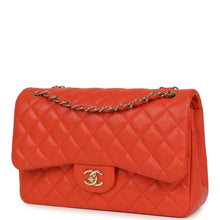 Load image into Gallery viewer, Pre-owned Chanel Jumbo Classic Double Flap Bag Dark Orange Shiny Caviar Light Gold Hardware