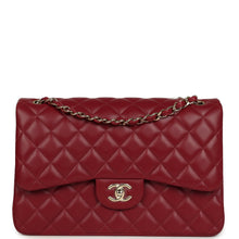 Load image into Gallery viewer, Pre-owned Chanel Jumbo Classic Double Flap Bag Burgundy Lambskin Light Gold Hardware