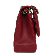 Load image into Gallery viewer, Pre-owned Chanel Jumbo Classic Double Flap Bag Burgundy Lambskin Light Gold Hardware