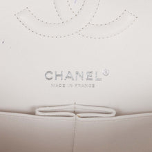 Load image into Gallery viewer, Pre-owned Chanel Medium Classic Double Flap Bag White, Black, and Pink Tweed Silver Hardware