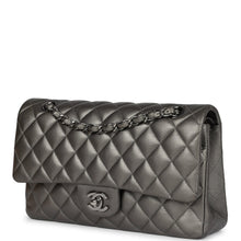Load image into Gallery viewer, Pre-owned Chanel Medium Classic Double Flap Bag Metallic Grey Lambskin Silver Hardware