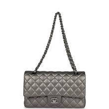 Load image into Gallery viewer, Pre-owned Chanel Medium Classic Double Flap Bag Metallic Grey Lambskin Silver Hardware
