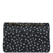 Load image into Gallery viewer, Chanel Small Classic Double Logo Printed Flap Bag Black and White Calfskin Gold Hardware