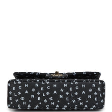 Load image into Gallery viewer, Chanel Small Classic Double Logo Printed Flap Bag Black and White Calfskin Gold Hardware