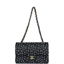Load image into Gallery viewer, Chanel Small Classic Double Logo Printed Flap Bag Black and White Calfskin Gold Hardware