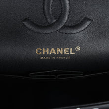 Load image into Gallery viewer, Chanel Small Classic Double Logo Printed Flap Bag Black and White Calfskin Gold Hardware