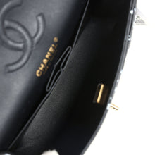 Load image into Gallery viewer, Chanel Small Classic Double Logo Printed Flap Bag Black and White Calfskin Gold Hardware