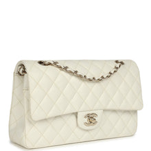 Load image into Gallery viewer, Pre-owned Chanel Medium Classic Double Flap White Caviar Light Gold Hardware