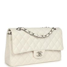 Load image into Gallery viewer, Pre-owned Chanel Medium Classic Double Flap White Shiny Caviar Silver Hardware