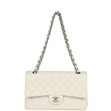 Load image into Gallery viewer, Pre-owned Chanel Medium Classic Double Flap White Shiny Caviar Silver Hardware