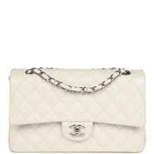 Load image into Gallery viewer, Pre-owned Chanel Medium Classic Double Flap White Shiny Caviar Silver Hardware