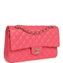 Load image into Gallery viewer, Pre-owned Chanel Medium Classic Double Flap Bag Dark Pink Shiny Caviar Gold Hardware