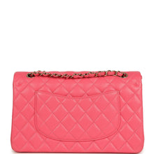 Load image into Gallery viewer, Pre-owned Chanel Medium Classic Double Flap Bag Dark Pink Shiny Caviar Gold Hardware