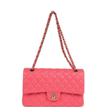 Load image into Gallery viewer, Pre-owned Chanel Medium Classic Double Flap Bag Dark Pink Shiny Caviar Gold Hardware