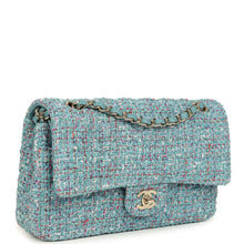 Load image into Gallery viewer, Chanel Medium Classic Double Flap Bag Blue Multi Tweed Light Gold Hardware