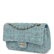 Load image into Gallery viewer, Chanel Medium Classic Double Flap Bag Blue Multi Tweed Light Gold Hardware