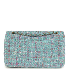 Load image into Gallery viewer, Chanel Medium Classic Double Flap Bag Blue Multi Tweed Light Gold Hardware