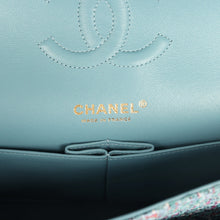 Load image into Gallery viewer, Chanel Medium Classic Double Flap Bag Blue Multi Tweed Light Gold Hardware