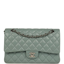 Load image into Gallery viewer, Pre-owned Chanel Medium Classic Double Flap Bag Blue Shiny Caviar Silver Hardware