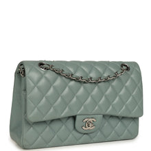 Load image into Gallery viewer, Pre-owned Chanel Medium Classic Double Flap Bag Blue Shiny Caviar Silver Hardware