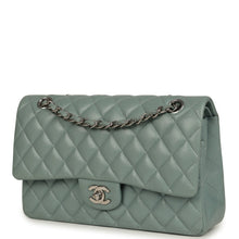 Load image into Gallery viewer, Pre-owned Chanel Medium Classic Double Flap Bag Blue Shiny Caviar Silver Hardware