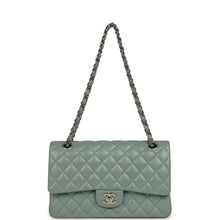 Load image into Gallery viewer, Pre-owned Chanel Medium Classic Double Flap Bag Blue Shiny Caviar Silver Hardware