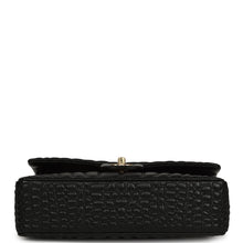 Load image into Gallery viewer, Chanel Medium Classic Croc Embossed Double Flap Bag Black Lambskin Gold Hardware