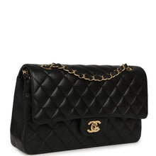 Load image into Gallery viewer, Pre-owned Chanel Medium Classic Double Flap Bag Black Lambskin Gold Hardware