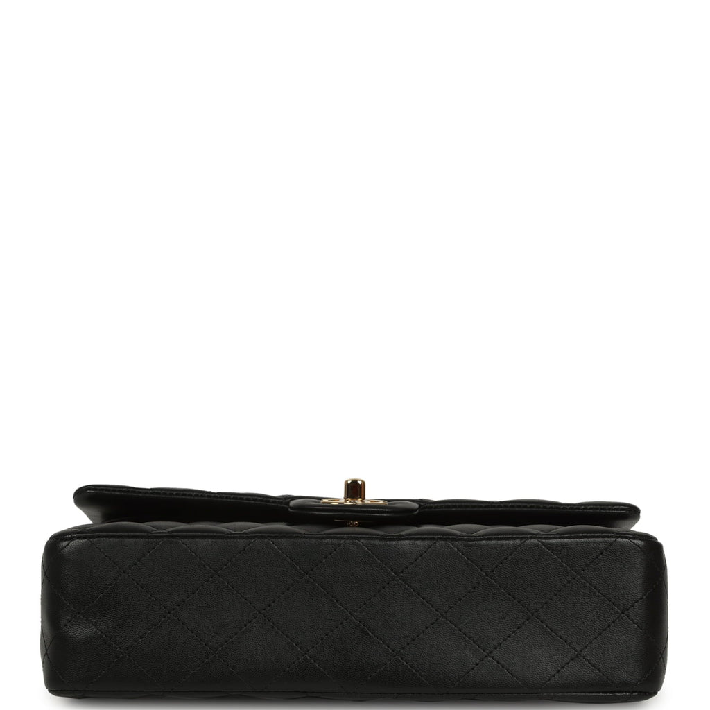Pre-owned Chanel Medium Classic Double Flap Bag Black Lambskin Gold Hardware