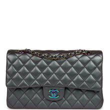 Load image into Gallery viewer, Pre-owned Chanel Medium Classic Double Flap Bag Iridescent Purple Goatskin Rainbow Hardware