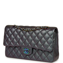 Load image into Gallery viewer, Pre-owned Chanel Medium Classic Double Flap Bag Iridescent Purple Goatskin Rainbow Hardware
