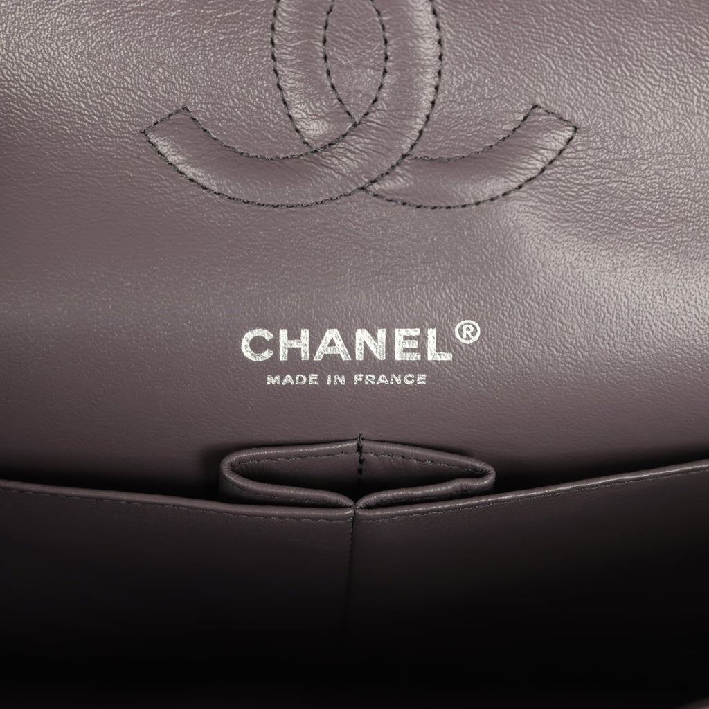 Pre-owned Chanel Medium Classic Double Flap Bag Iridescent Purple Goatskin Rainbow Hardware